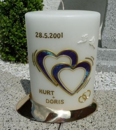 Hochzeitskerze Ovalform Herzen